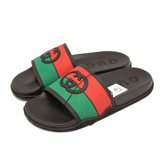 NEW Gucci Pursuit GG Logo Slide Sandal (Women) EU 42 Black Green Red with Box - Picture 1 of 8